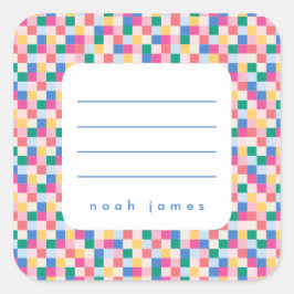 Pegatina de marco de bloques multicolor lúdico