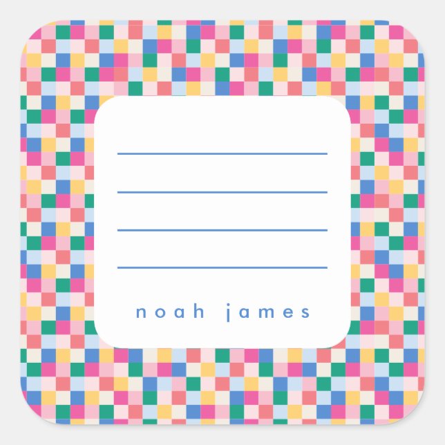 Pegatina de marco de bloques multicolor lúdico (Anverso)