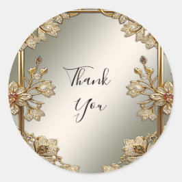 Pegatina de marco floral de ornato dorado