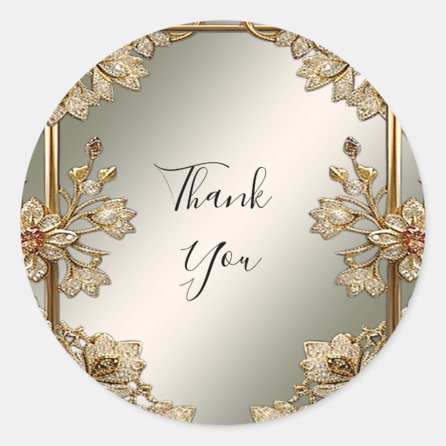 Pegatina de marco floral de ornato dorado (Anverso)