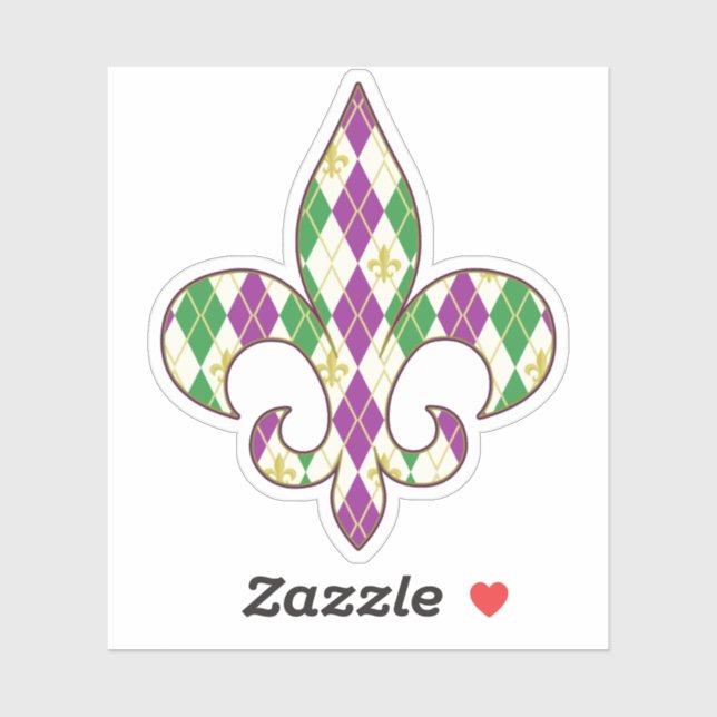 Pegatina de Mardi Gras Argyle Contour (Hoja)