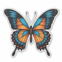 Pegatina de mariposa azul y Naranja