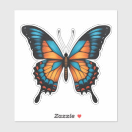 Pegatina de mariposa azul y Naranja