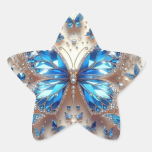 Pegatina de mariposa de diamantes azules - Elegant