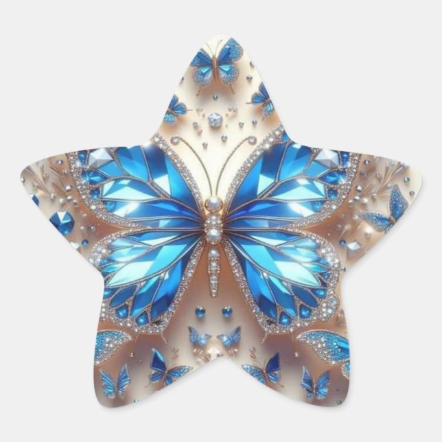 Pegatina de mariposa de diamantes azules - Elegant (Anverso)
