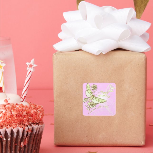 Pegatina de mariposa de limón limón rosa (Fiesta)