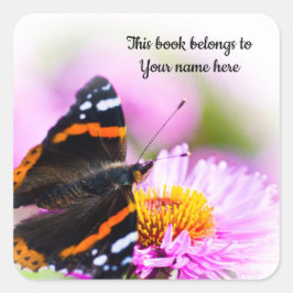 Pegatina de mariposa "Este libro le pertenece"