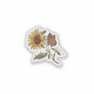 Pegatina de mariposa girasol, calcomanía de raíces