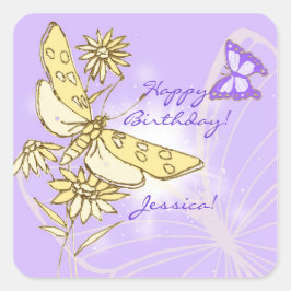 Pegatina de mariposa morada