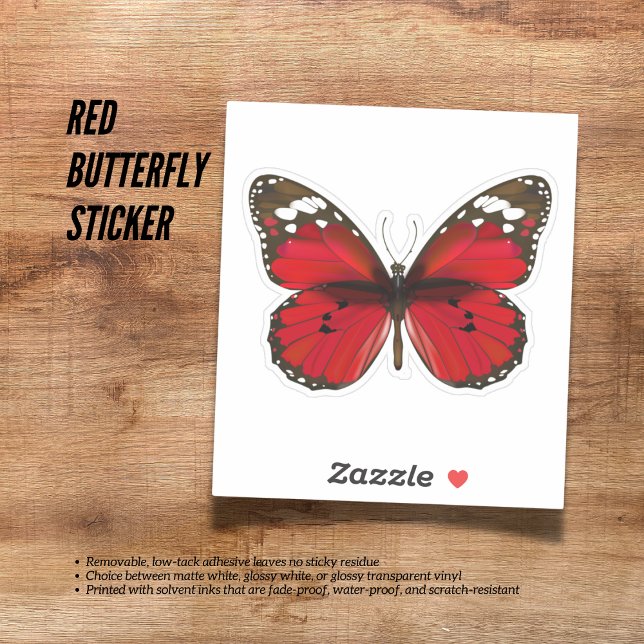 Pegatina de mariposa roja (Red Butterfly Sticker)