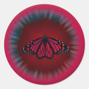 Pegatina de mariposa roja Mandala
