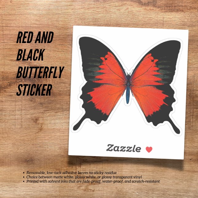 Pegatina de mariposa roja y negra (The Butterfly Studio
Red and Black Butterfly Sticker)