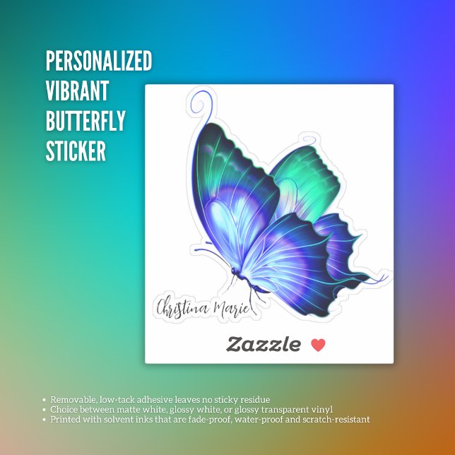 Pegatina de mariposa vibrante personalizada (Personalized Vibrant Butterfly Sticker)