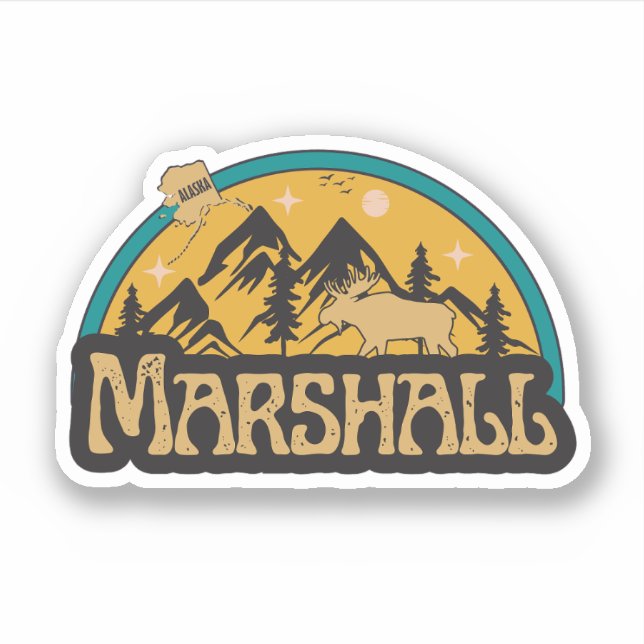 Pegatina de Marshall, Alaska (Anverso)