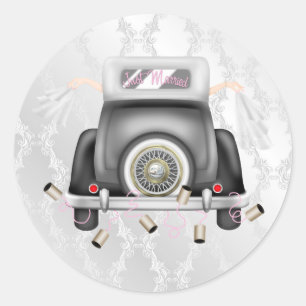 Pegatina de matrimonio gay-plateado Damask con aut