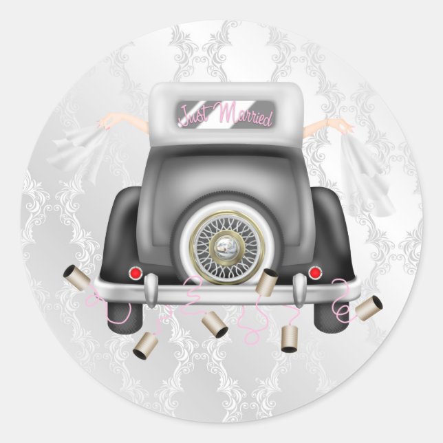 Pegatina de matrimonio gay-plateado Damask con aut (Anverso)