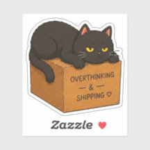 Pegatina de meme de gato que sobrepiensa