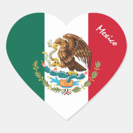 Pegatina de México, Corazón, Bandera Mexicana Patr