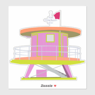 Pegatina de Miami Beach Florida Lifeguard Tower