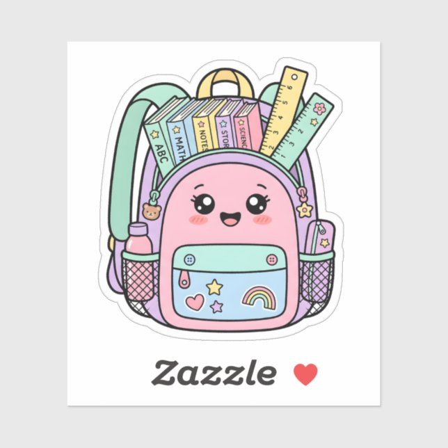 Pegatina de mochila escolar pastel kawaii para est (Hoja)