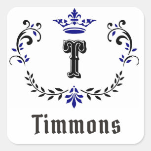 Pegatina de monograma de corona "T"