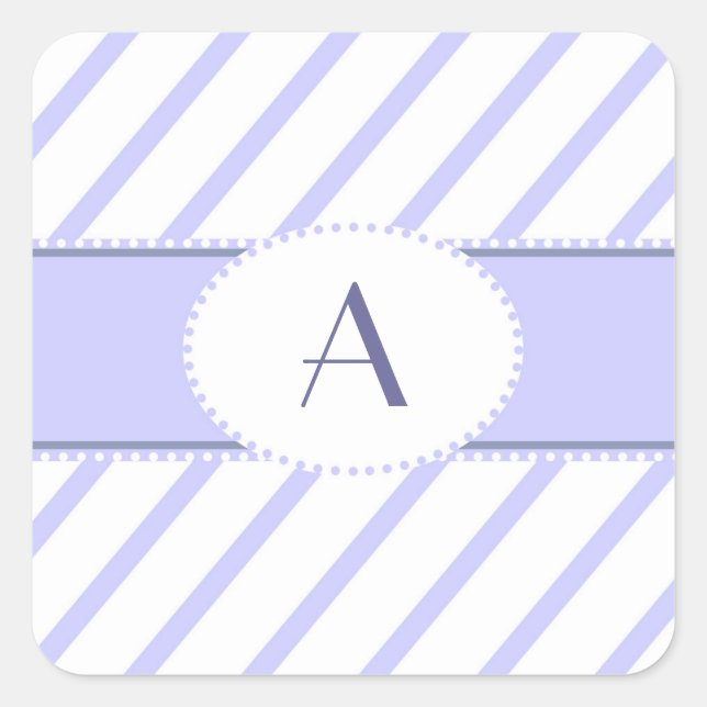 Pegatina de monograma morado y blanco (Anverso)