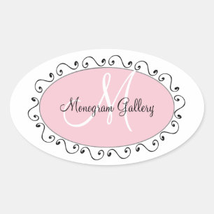 Pegatina de monograma negro rosado para empresas