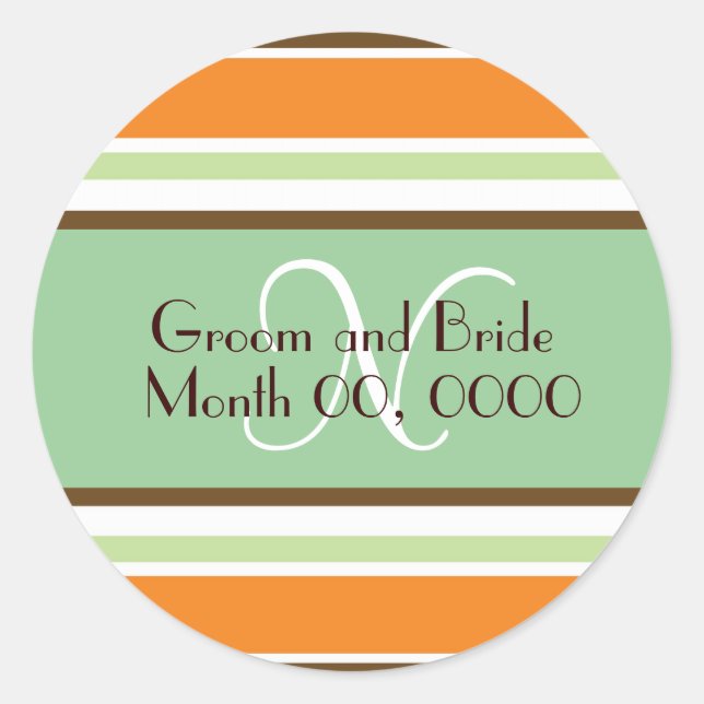 Pegatina de Monograma Novia Moderno Boda (Anverso)