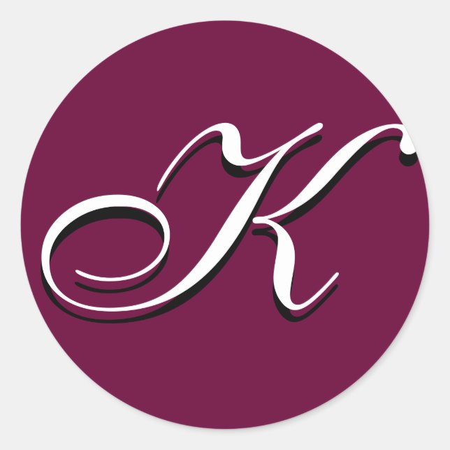 Pegatina de monograma - Personalizable "K" (Anverso)