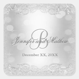 Pegatina de monograma | Plata elegante