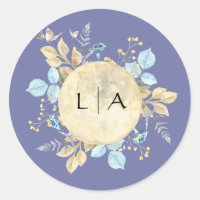 Pegatina de Monograma púrpura de la Luna caprichos