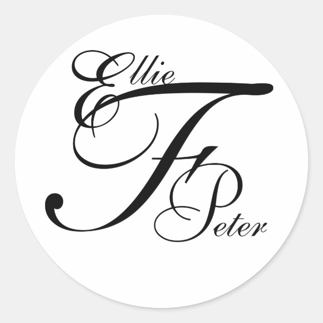 Pegatina de Monograma Tres letras y nombres (Anverso)