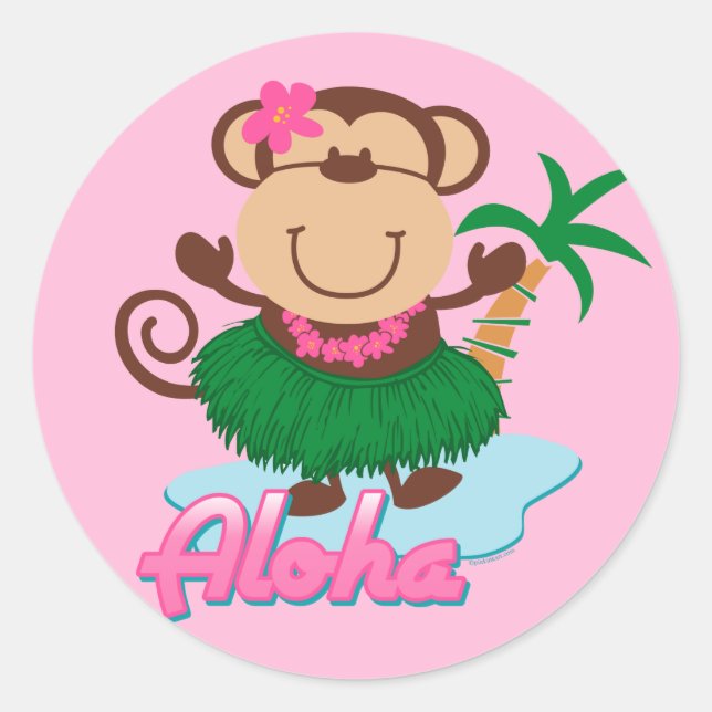 Pegatina de monos Aloha (Anverso)