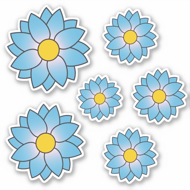 Pegatina de múltiples tamaños de flor azul ilustra (Anverso)