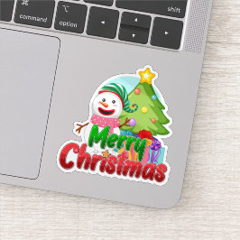 Pegatina de muñeco de nieve de feliz navidad