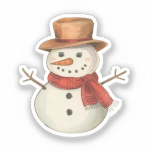 Pegatina de muñeco de nieve Personaje doodle aco