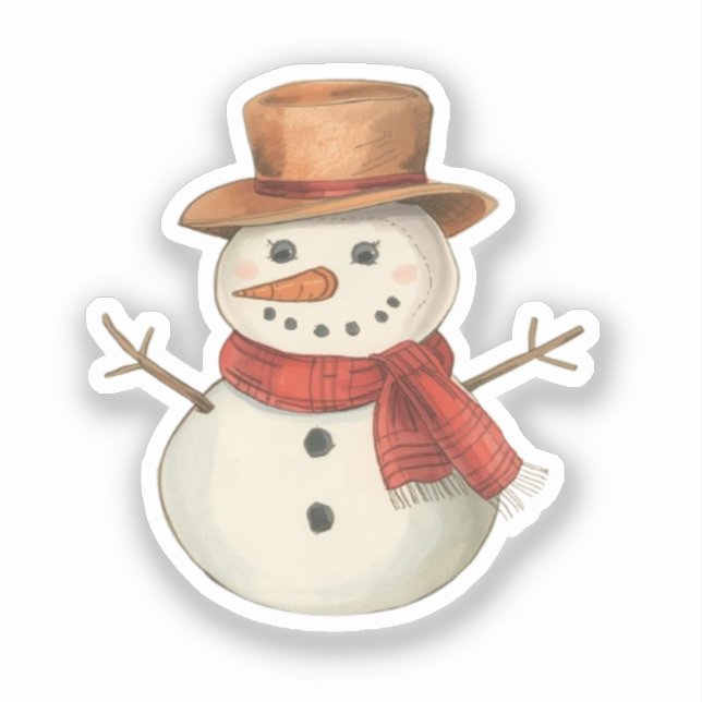 Pegatina de muñeco de nieve | Personaje doodle aco (Anverso)