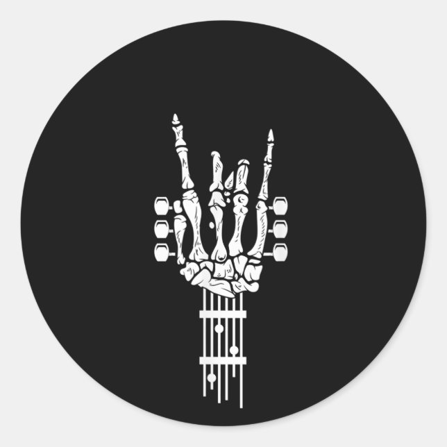 Pegatina de música rock and Roll Skeleton Guitar (Anverso)