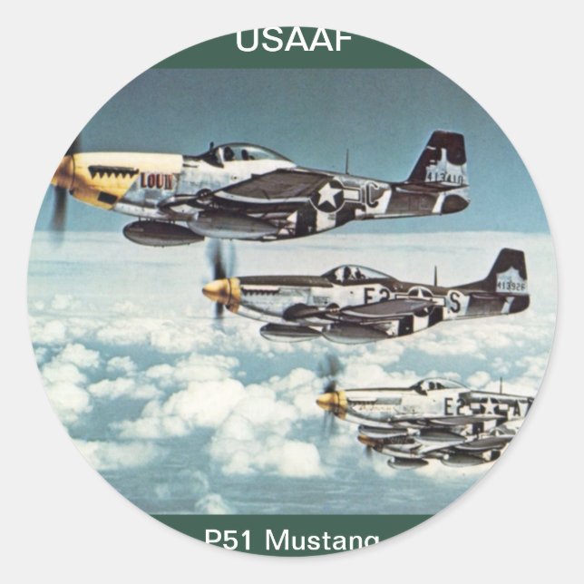 Pegatina de Mustang de la USAAF P-51 (Anverso)