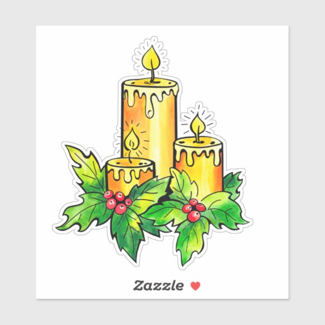 Pegatina de Navidad Amarillo (Hoja)