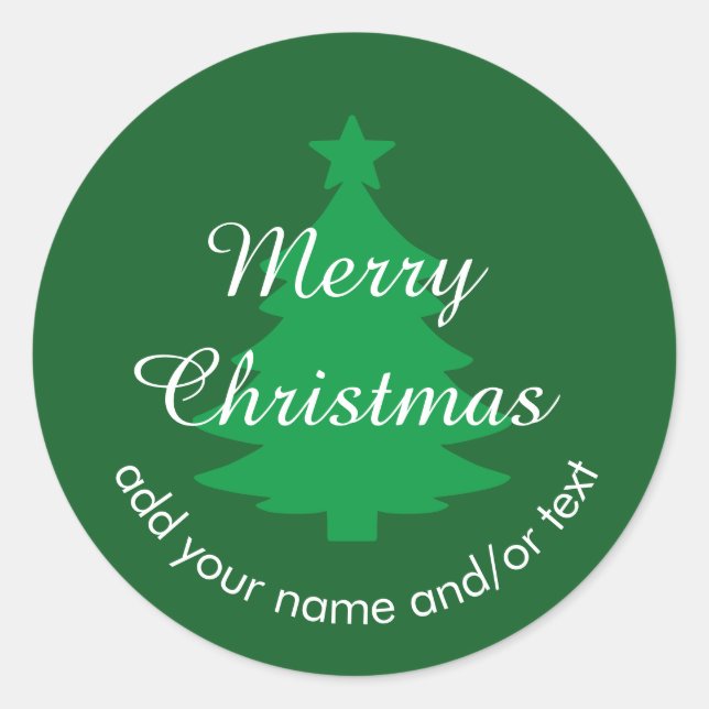 Pegatina de Navidad clásica verde Personalizado (Anverso)