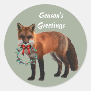 Pegatina de Navidad de la Ronda Rústica de Fox, br