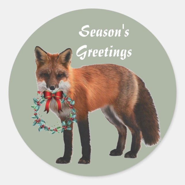 Pegatina de Navidad de la Ronda Rústica de Fox, br (Anverso)
