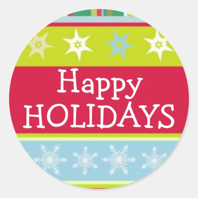 Pegatina de navidad feliz colorida (Anverso)