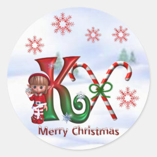 Pegatina de Navidad monograma K