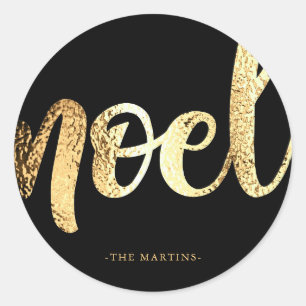 Pegatina de Navidad Noel Black and Gold Script