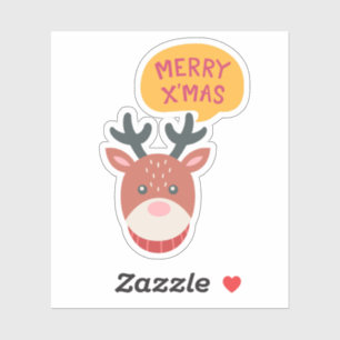 Pegatina de Navidad Rudolph Merry Xmas