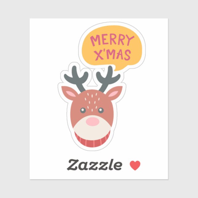Pegatina de Navidad Rudolph Merry Xmas (Hoja)