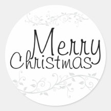 Pegatina de Navidad Silver Flourish Merry
