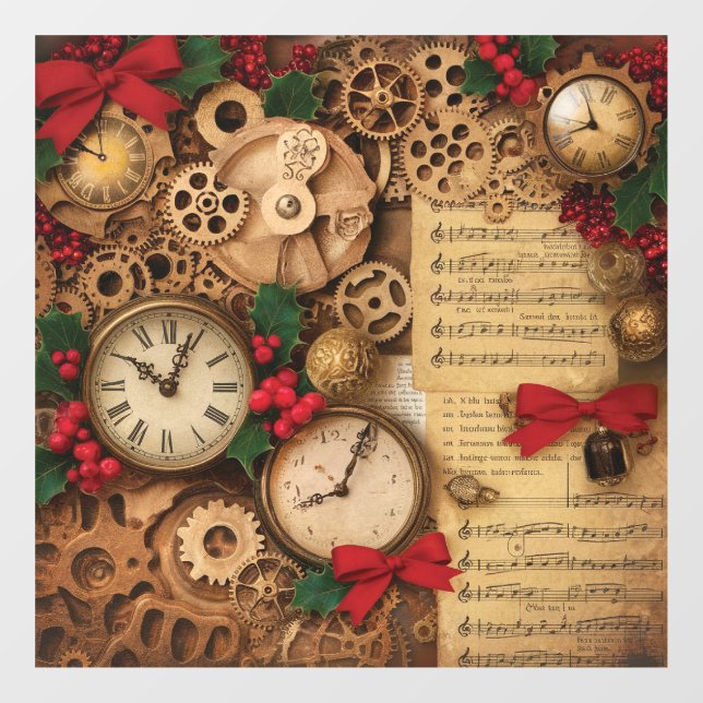 Pegatina de Navidad steampunk para ventana (Hoja)